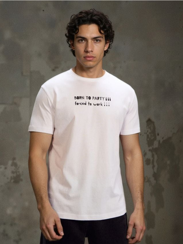 Sinsay - Tricou din bumbac cu mânecă scurtă - alb