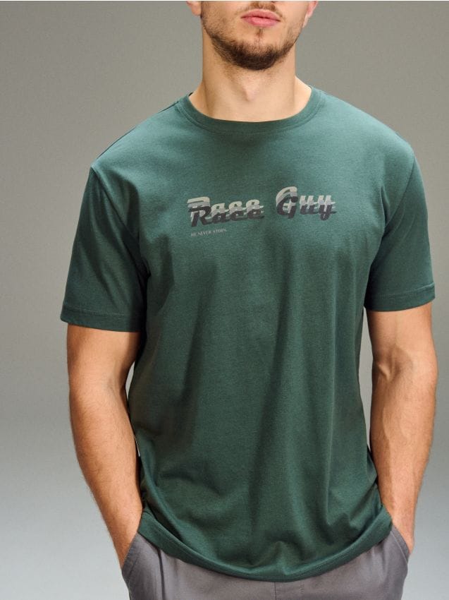 Sinsay - Tricou din bumbac cu mânecă scurtă - albastru-verzui