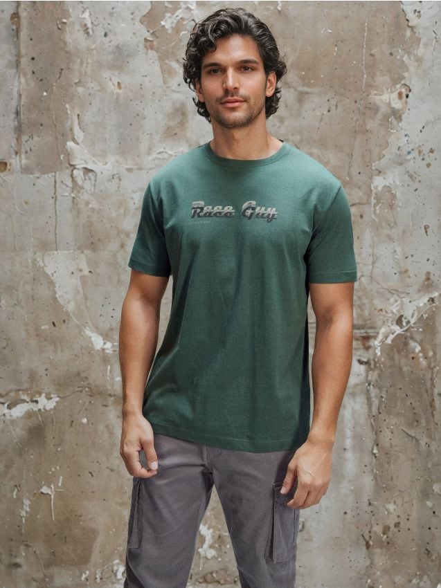 Sinsay - Tricou din bumbac cu mânecă scurtă - albastru-verzui