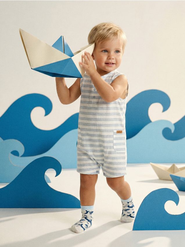 Sinsay - Salopetă din bumbac cu dungi - multicolor