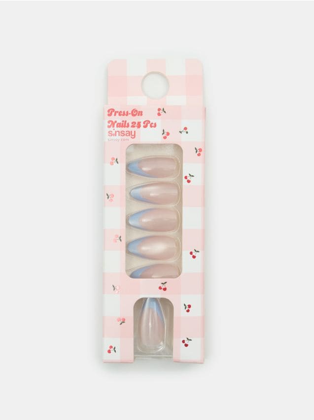 Sinsay - Unghii false migdală tip french - albastru-pal