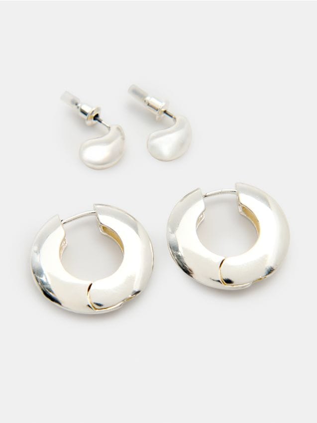 Set minđuša u obliku suze i alki 2 pack Boja srebro - SINSAY - 247JF-SLV