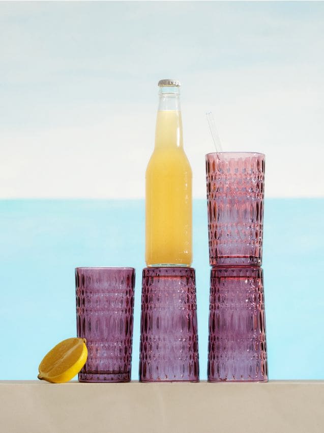 Sinsay - Set de pahare cu model în relief 4 pack - roz