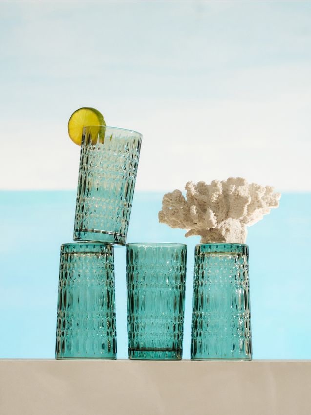 Sinsay - Set de pahare cu model în relief 4 pack - verde