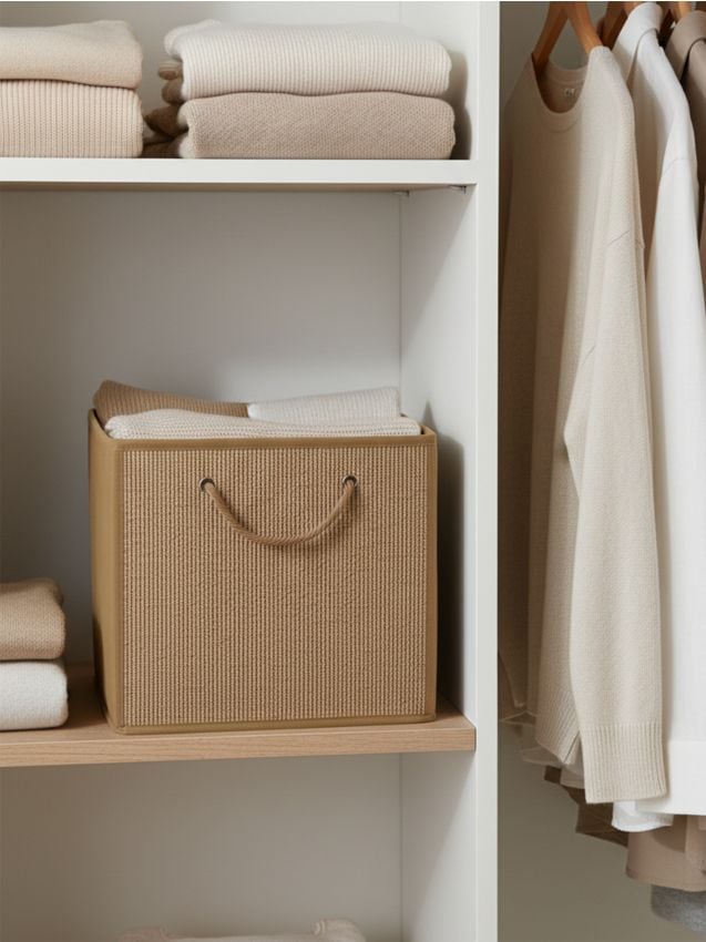 Sinsay - Cutie pliabilă pentru depozitare cu mâner - bej