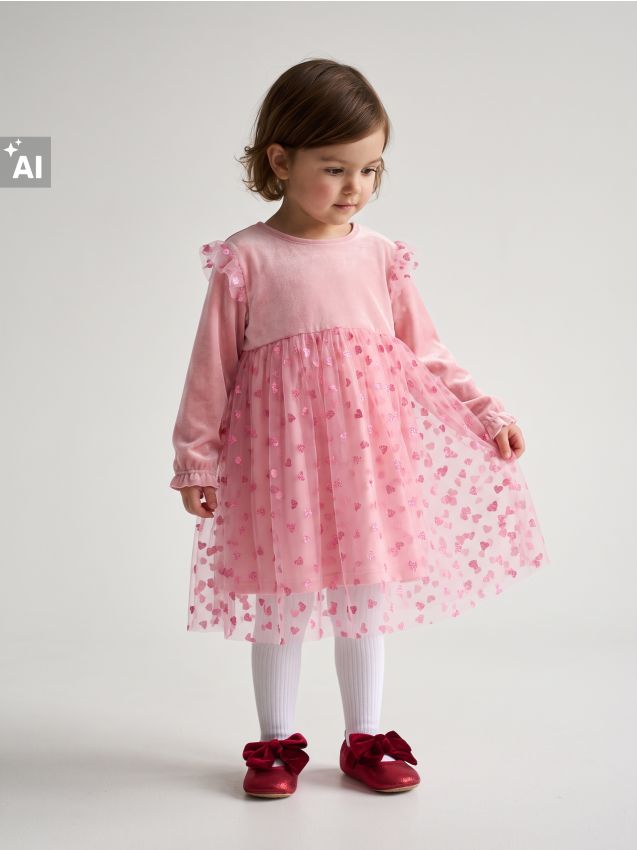 Sinsay - Rochie babydoll - roz-pastel