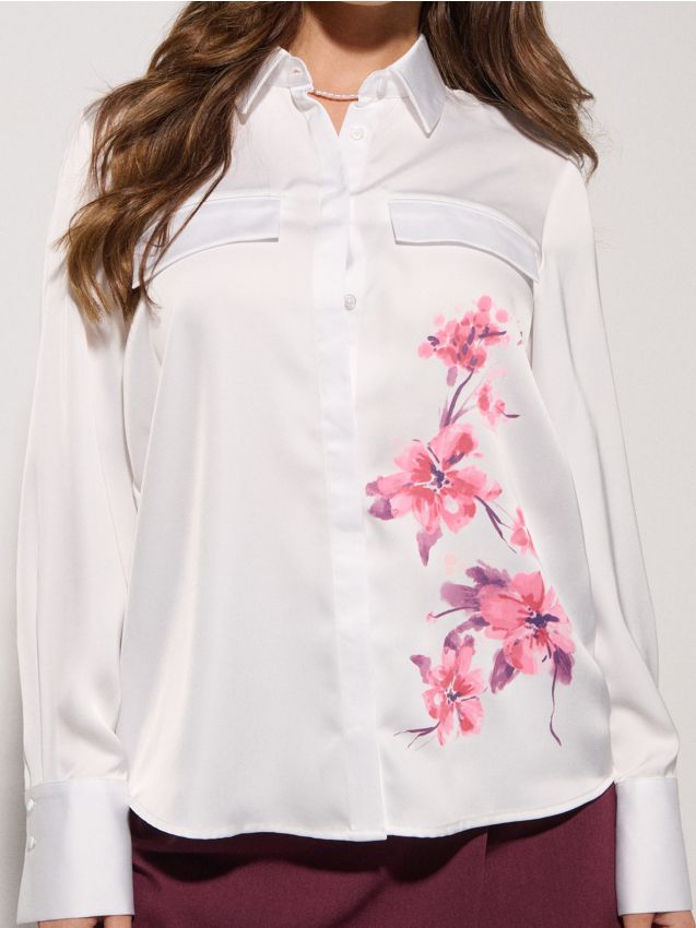 Sinsay - Saténová košeľa s vreckami - pastelová ružová