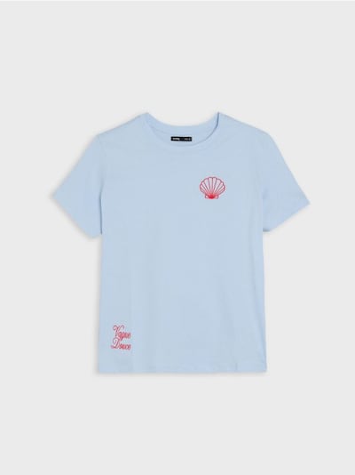 Bawełniana koszulka z haftowanym napisem