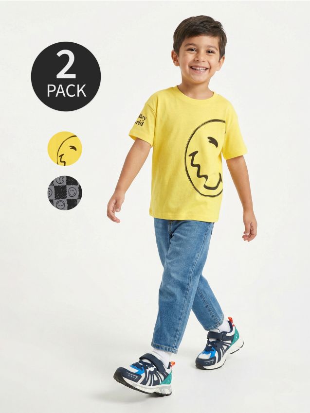 Sinsay - Tricouri din bumbac cu imprimeu 2 buc Smiley World - multicolor