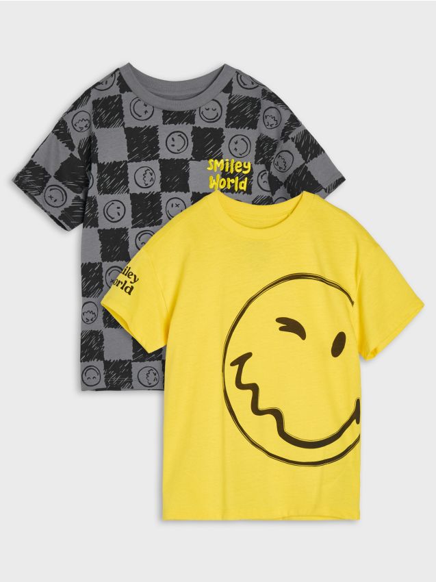 Sinsay - Tricouri din bumbac cu imprimeu 2 buc SmileyWorld® - multicolor