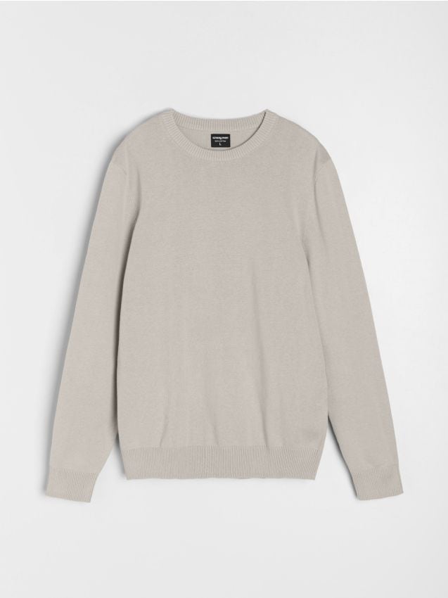 Sinsay - Bawełniany sweter basic - kremowy