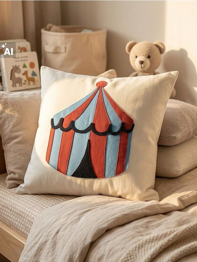 Sinsay - Perna decorativă cu motiv de circ - crem