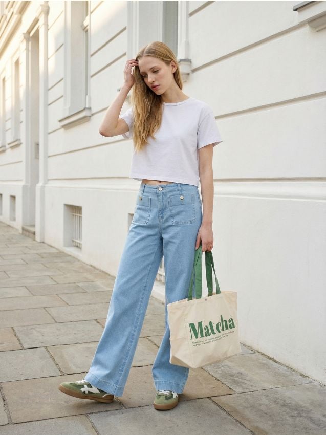 Sinsay - Tricou din bumbac - alb