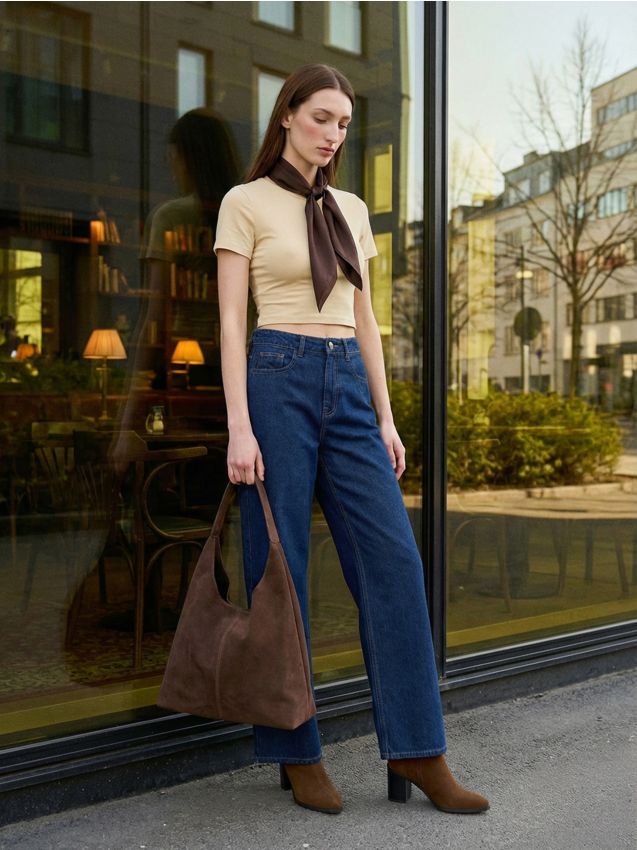 Sinsay - Tricou din bumbac - yellow jeans