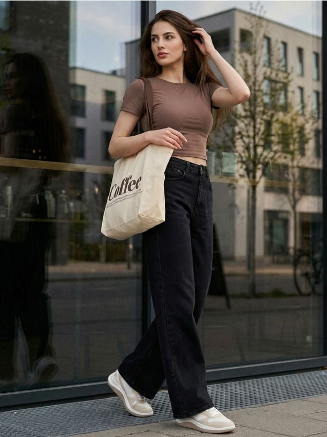 Sinsay - Tricou din bumbac - cafeniu