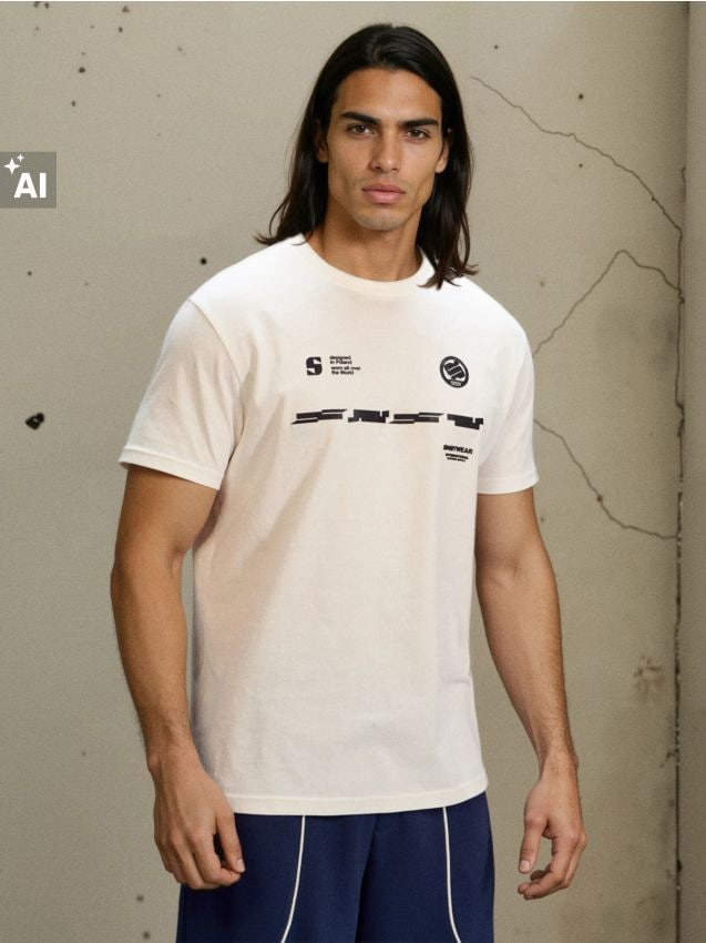 Sinsay - Tricou din bumbac cu mânecă scurtă - crem