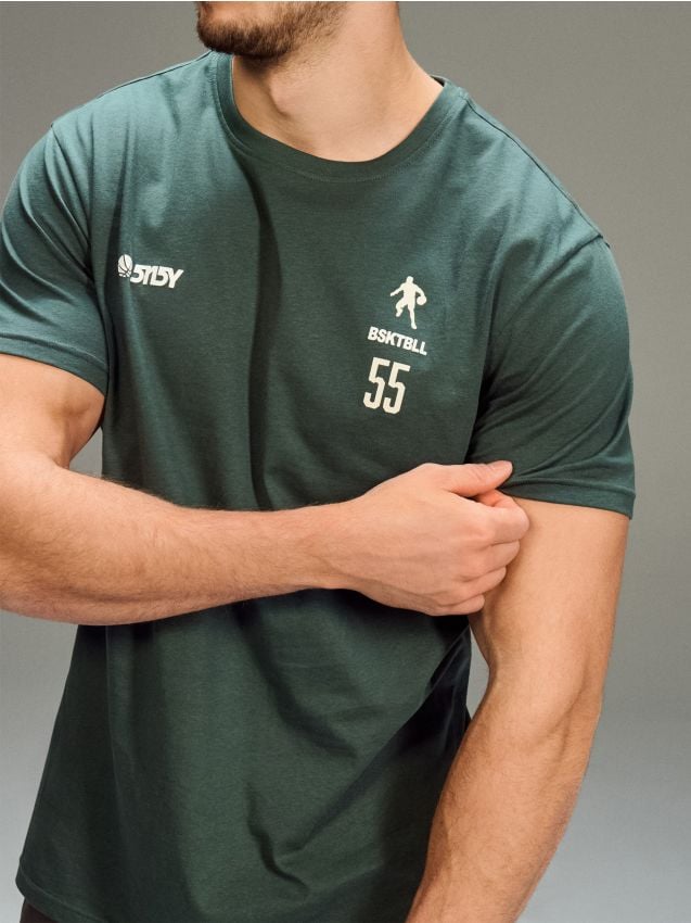 Sinsay - Tricou din bumbac cu mânecă scurtă - albastru-verzui