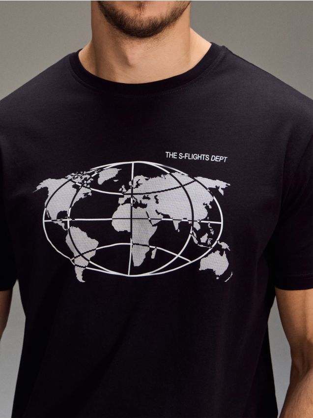 Sinsay - Tricou din bumbac cu mânecă scurtă - negru