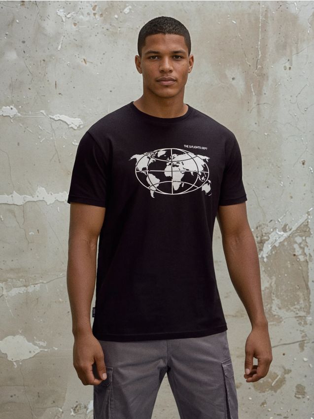 Sinsay - Bawełniana koszulka z krótkim rękawem - czarny