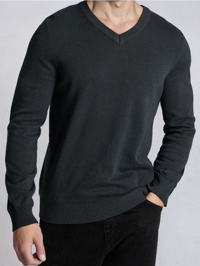 Sinsay - Pulover din bumbac cu nasturi - gri-închis