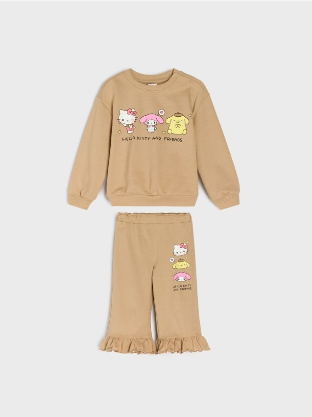 Sinsay - Komplet dresowy z nadrukiem Hello Kitty - beżowy