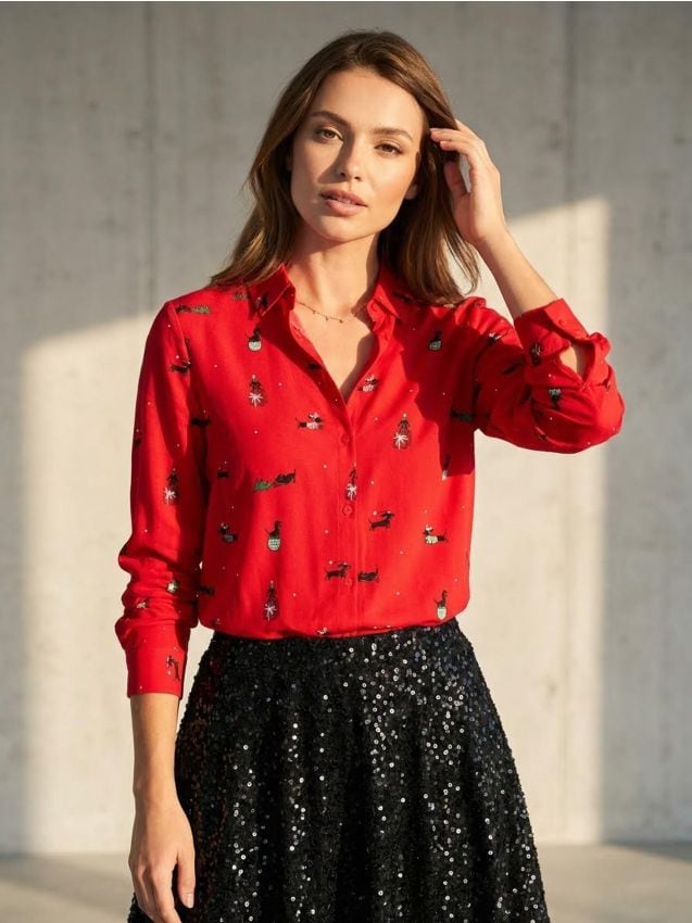 Camicia regular fit con motivo natalizio - multicolor