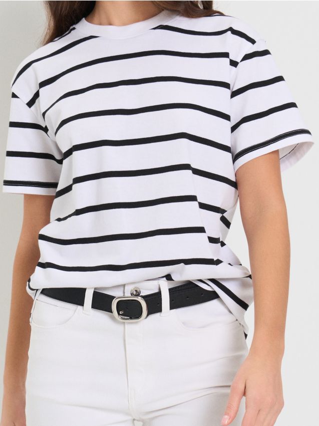 Sinsay - Tricou din bumbac în dungi - multicolor