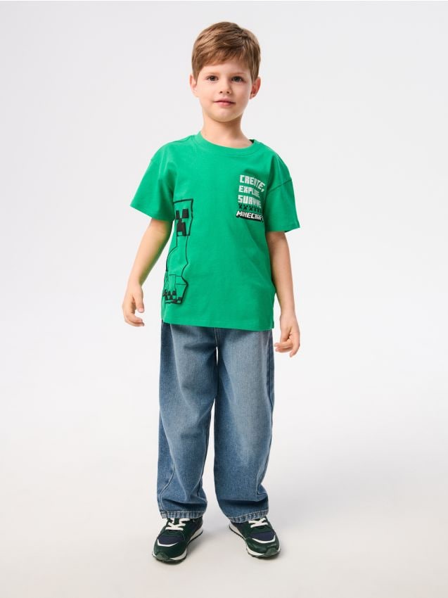 Sinsay - Tricou din bumbac cu imprimeu Minecraft - verde