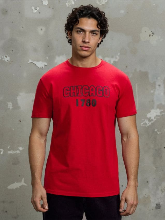 Sinsay - Bawełniana koszulka z krótkim rękawem - czerwony