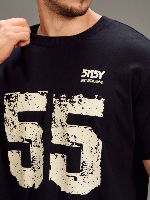 Sinsay - Tricou din bumbac cu inscripție - negru