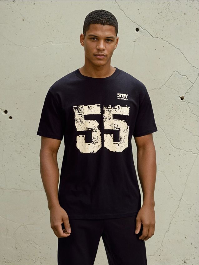 Sinsay - Tricou din bumbac cu inscripție - negru