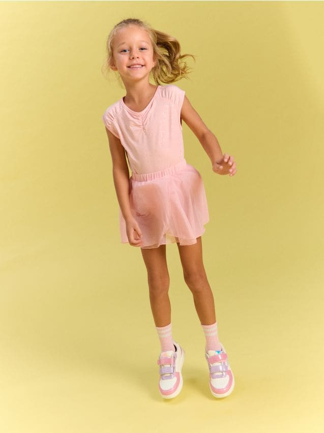 Sinsay - Set: body și fustă - roz-pudră