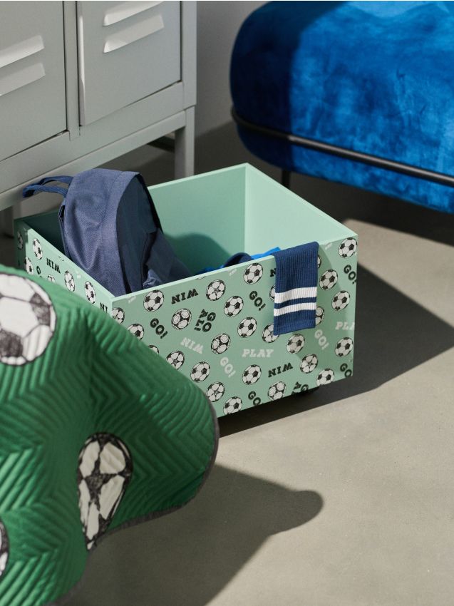 Sinsay - Cutie de depozitare cu imprimeu fotbal - verde-deschis