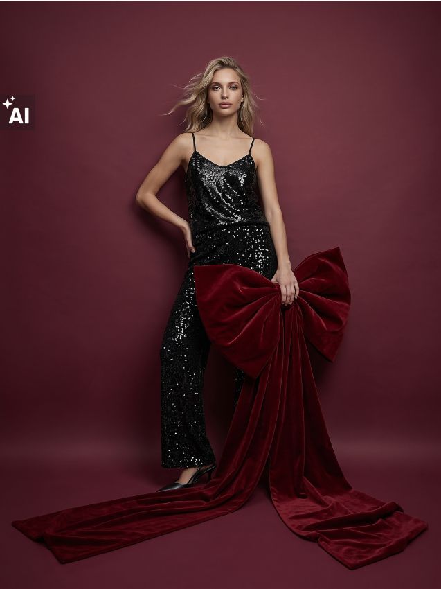 Sinsay - Pantaloni din catifea cu croială wide leg și paiete negre - negru