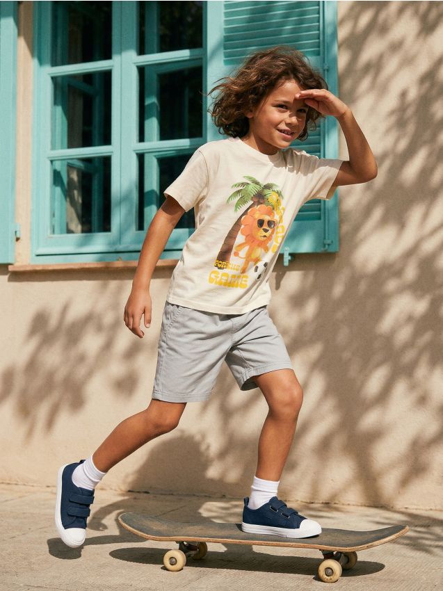 Sinsay - Șorturi din bumbac - gri deschis