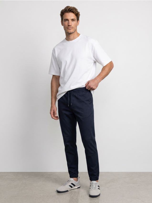 Sinsay - Pantaloni din bumbac jogger - bleumarin