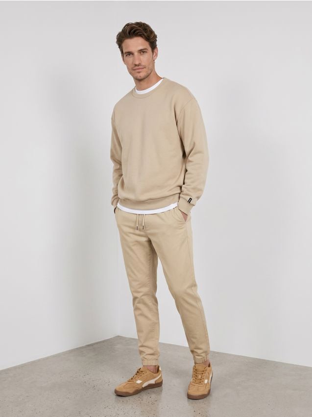 Sinsay - Pantaloni din bumbac jogger - bej