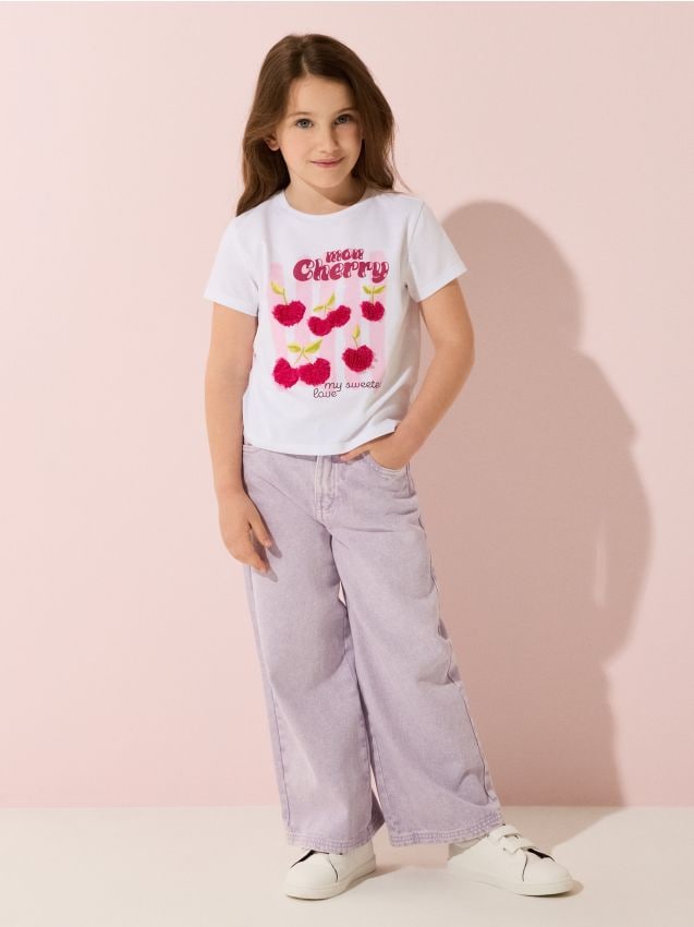 Sinsay - Tricou din bumbac cu aplicații 3D - alb