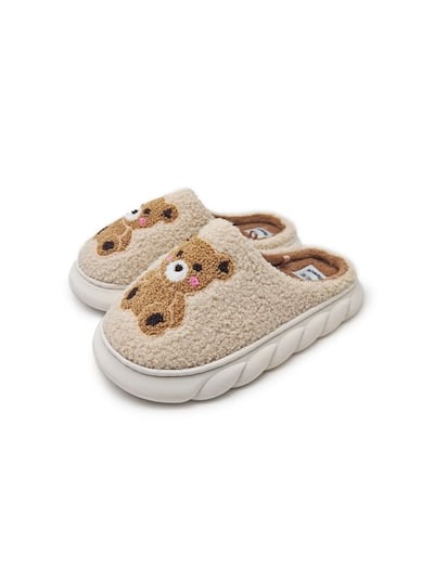 Teddy papuče bez kopčanja sa motivom mede