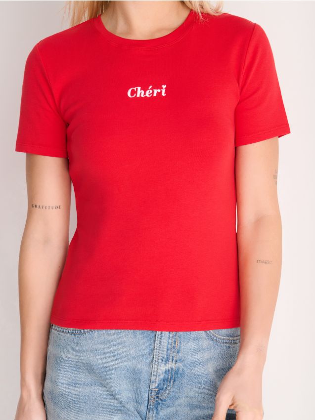 Sinsay - Tricou cu mânecă scurtă - roșu