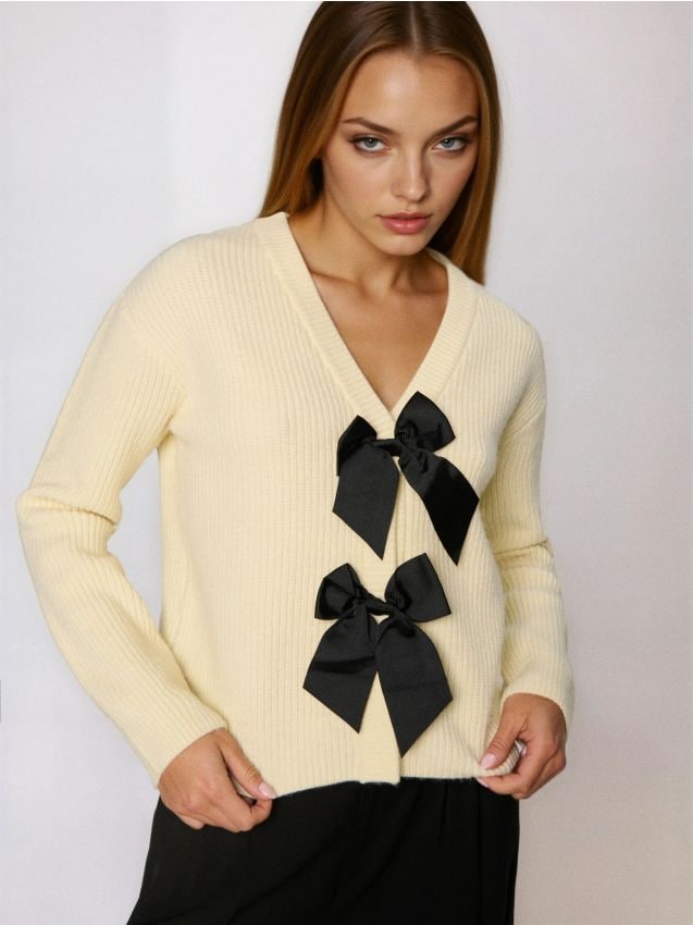 Sinsay - Pulover din tricot striat - nude