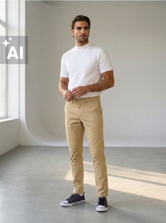 Sinsay - Pantaloni chino slim din bumbac - bej