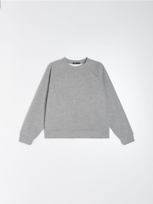 Sinsay - Hanorac crewneck cu sclipici - gri deschis