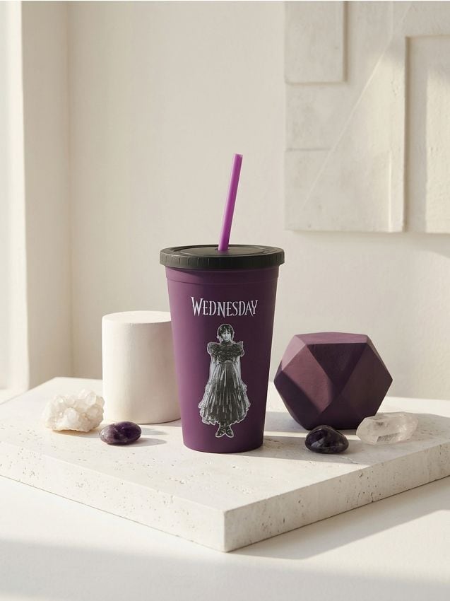 Sinsay - Cană reutilizabilă, cu pai Wednesday - multicolor