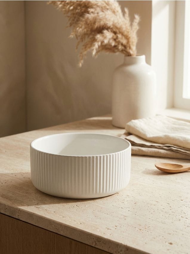 Sinsay - Bol uni striat - alb