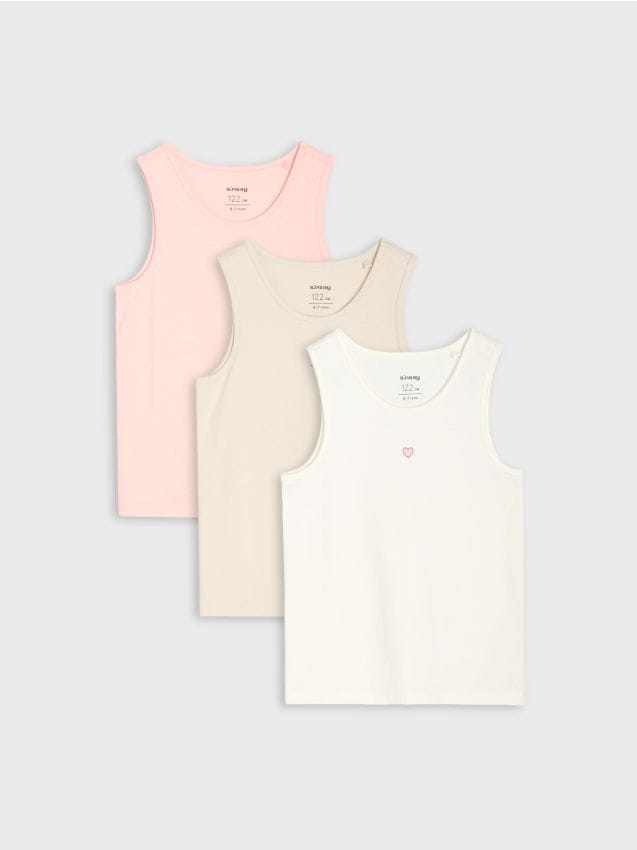 Sinsay - Tricouri fără mâneci din bumbac cu imprimeu, set de 3 bucăți - multicolor