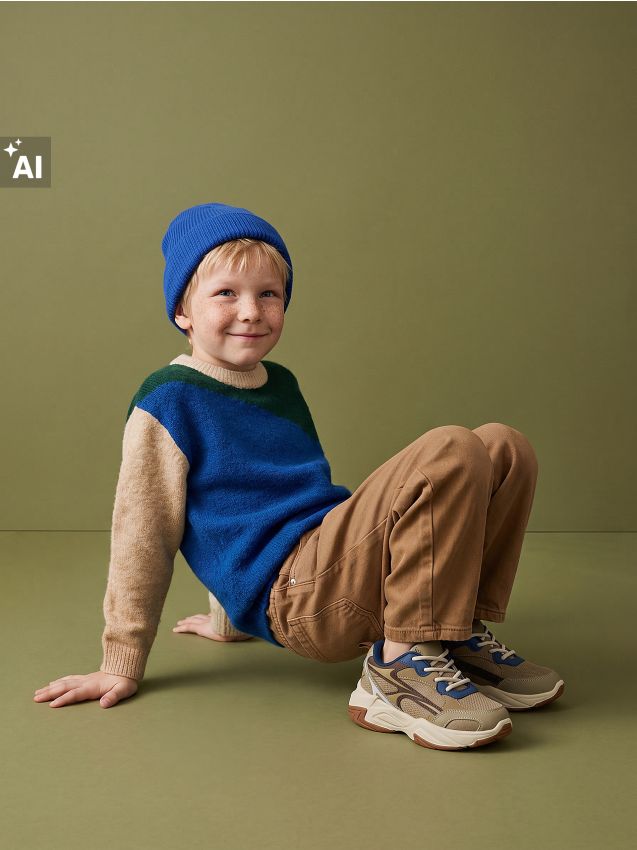 Sinsay - Sneakers cu plasă și inserții din imitație de piele - chihlimbariu