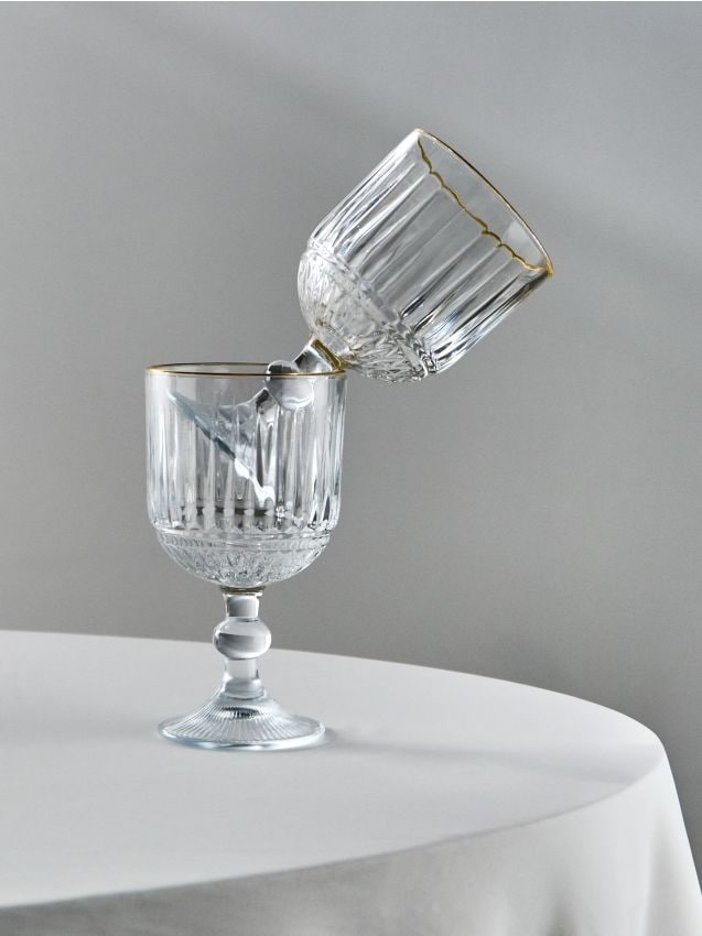 Sinsay - Set de pahare cu textură în dungi și margine aurie 4 pack - clear