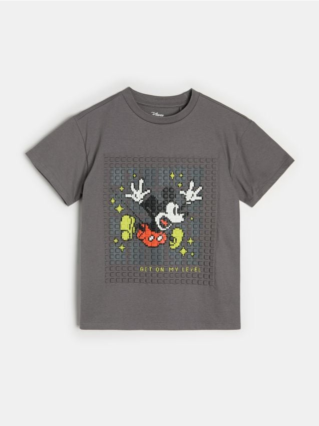 Sinsay - Tricou din bumbac cu imprimeu Mickey Mouse - gri-închis