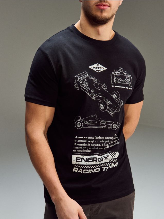 Sinsay - Tricou din bumbac cu mânecă scurtă - negru